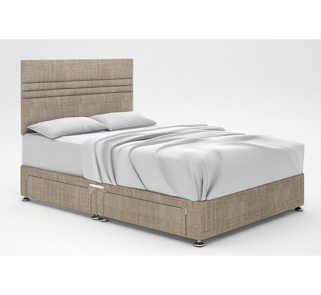 Ostara Divan Bed Base 17 Stories Size: Single (3'), Storage Type: 2 Drawers Same Side, Colour: Oatmeal on Productcaster.