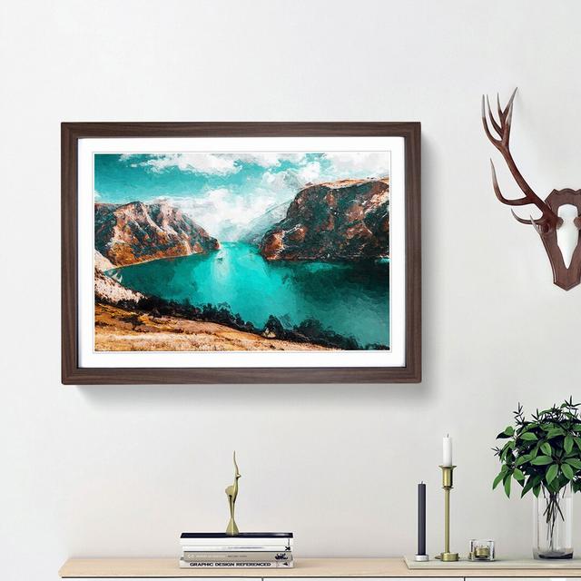 Lake Between the Mountains - Picture Frame Painting Print East Urban Home Frame Option: Walnut Framed, Size: 27cm H x 36cm W x 2cm D on Productcaster.