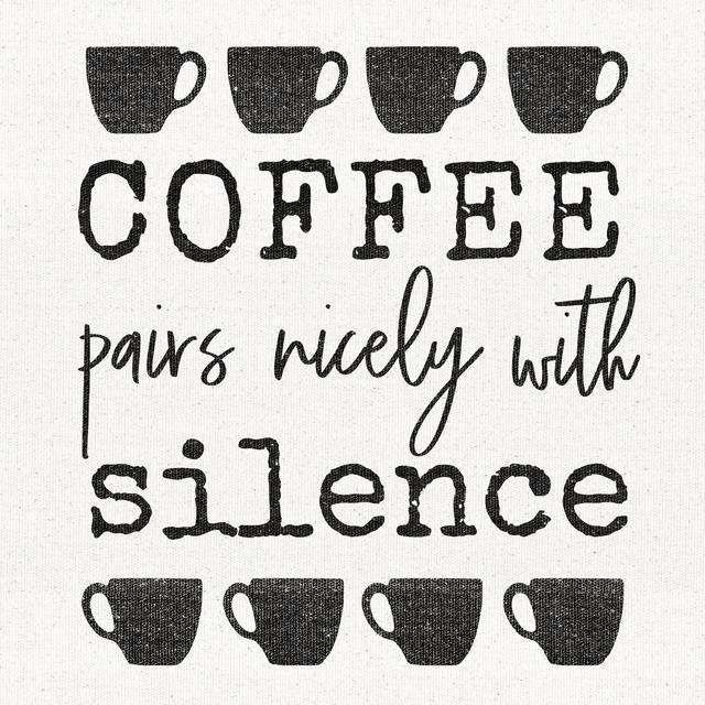 Coffee Silence - Wrapped Canvas Textual Art Print Happy Larry Size: 30cm H x 30cm W x 3.8cm D on Productcaster.