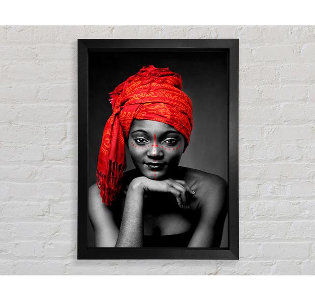 Tribal Elegance B N W Red - Single Picture Frame Art Prints Ebern Designs Size: 84.1cm H x 59.7cm W x 3.4cm D on Productcaster.