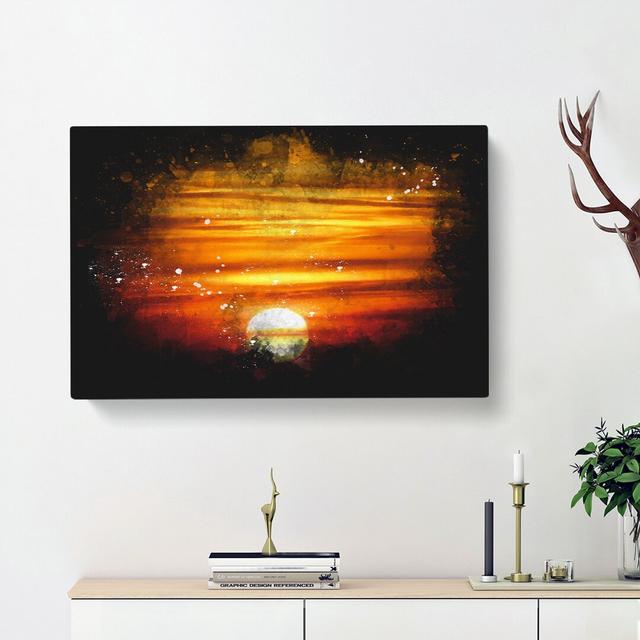 Orange Sunset - Wrapped Canvas Painting Print East Urban Home Size: 35cm H x 50cm W x 3cm D on Productcaster.