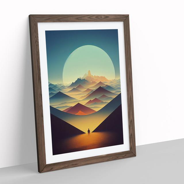 Abstract Art Mountain Sunset No.3 - Picture Frame Graphic Art Alpen Home Frame Colour: Walnut, Size: 46cm H x 34cm W on Productcaster.