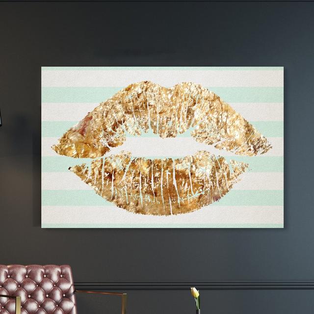 'Solid Kiss Mint Stripes' Graphic Art on Wrapped Canvas East Urban Home Size: 40.6 cm H x 61 cm W on Productcaster.