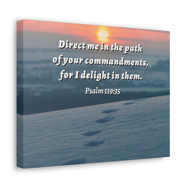 Direct Me in the Path Psalm 119:35 - Wrapped Canvas Typography Blue Elephant on Productcaster.