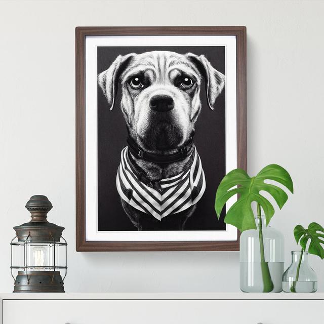 Monochrome Dog Portrait No.1 - Wrapped Canvas Graphic Art Marlow Home Co. Size: 46cm H x 34cm W x 2cm D, Format: Walnut Framed on Productcaster.