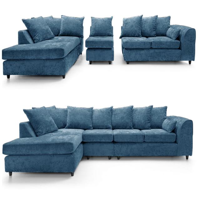 Ralinda 3 - Piece Upholstered Corner Sectional 17 Stories Upholstery Colour: Blue, Orientation: Left Hand Facing on Productcaster.