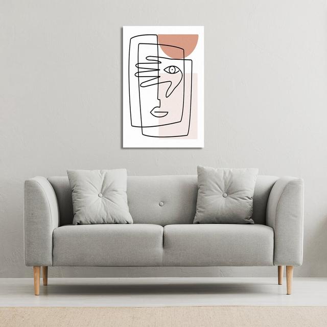 Line Drawing Of Face And Hand by Andrew Lee - Wrapped Canvas Print Andrew Lee Size: 91cm H x 61cm W x 4cm D on Productcaster.