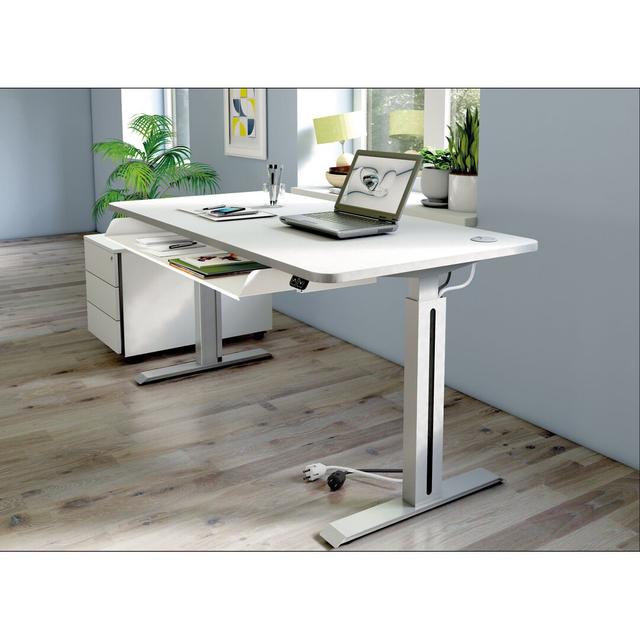 Pixa Desk Inbox Zero Top Colour: White, Size: 74-123cm H x 100cm W x 60cm D on Productcaster.