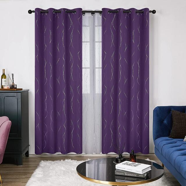 Senath Dotted Line Foil Printed Room Darkening Thermal Curtains (Set of 2) Metro Lane Colour: Purple Grape, Panel Size: 117cm W x 183cm D on Productcaster.