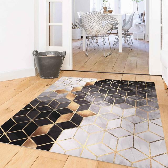 Yelle Gold/Black/White Area Rug Canora Grey Rug Size: Square 120cm on Productcaster.