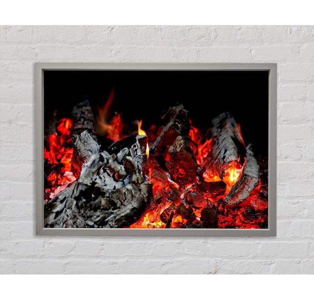 Fire Framed Print Ebern Designs Size: 100cm H x 141.4cm W x 3.3cm D, Fomat: White Framed Canvas on Productcaster.