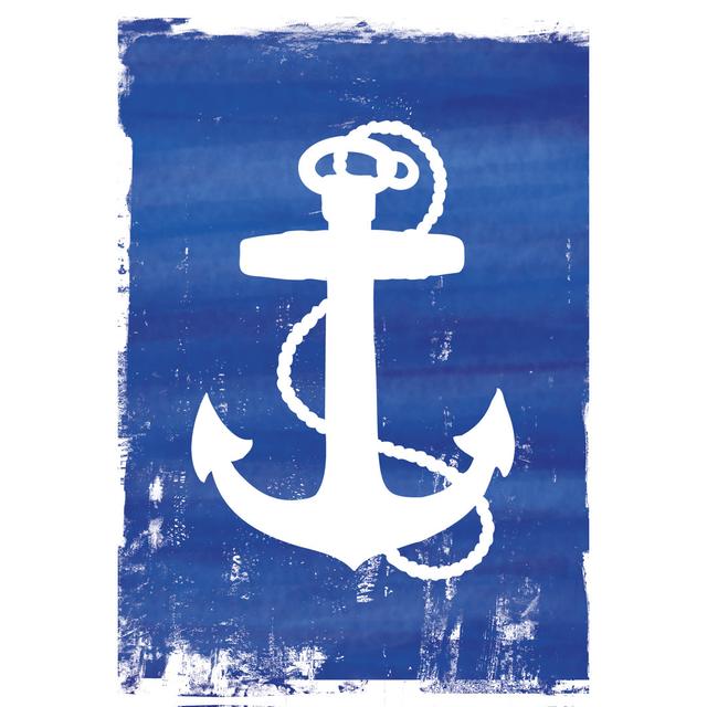 Anchor Silhouette Blue - Wrapped Canvas Print Breakwater Bay Size: 91cm H x 61cm W x 3.8cm D on Productcaster.