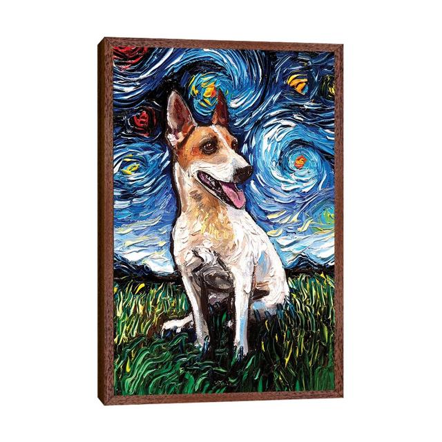 Jack Russell Terrier Night IV by Aja Trier - Graphic Art Print on Canvas Ebern Designs Format: Classic Brown Wood Framed, Size: 66.04cm H x 45.72cm W on Productcaster.