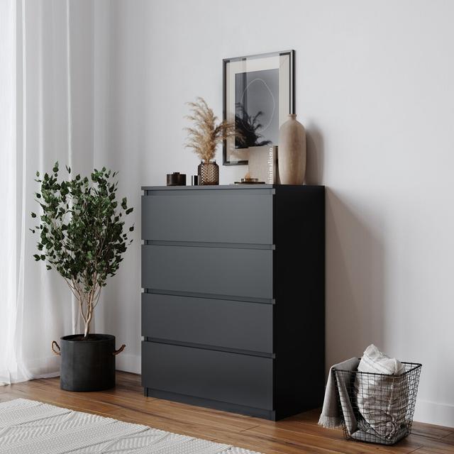 Baptistine 4 Drawer 70Cm W Chest of Drawers 17 Stories Colour: Black on Productcaster.