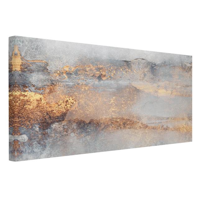 Elisabeth Fredriksson - Gold - Wrapped Canvas Graphic Art Canora Grey Size: 30cm H x 60cm W, Format: 330g/m² recycled canvas, Colour: White on Productcaster.