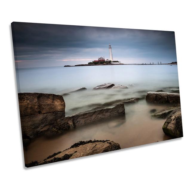 St Marys Island Lighthouse Tynemouth - Wrapped Canvas Print Longshore Tides Size: 61cm H x 91.4cm W x 4cm D on Productcaster.