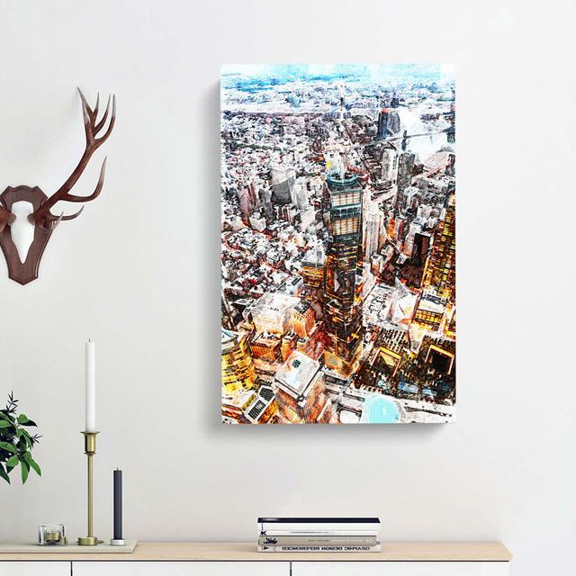 High Above New York City - Wrapped Canvas Painting Print East Urban Home Size: 60cm H x 40cm W x 3cm D on Productcaster.