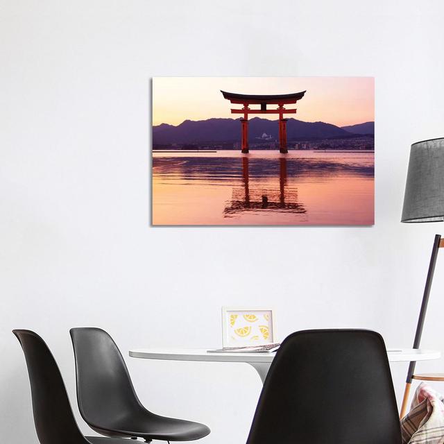 Sunset Of Torii Gate In Miyajima by Philippe Hugonnard - Wrapped Canvas Gallery-Wrapped Canvas Giclée Latitude Run Size: 66.04cm H x 101.6cm W x 3.81c on Productcaster.