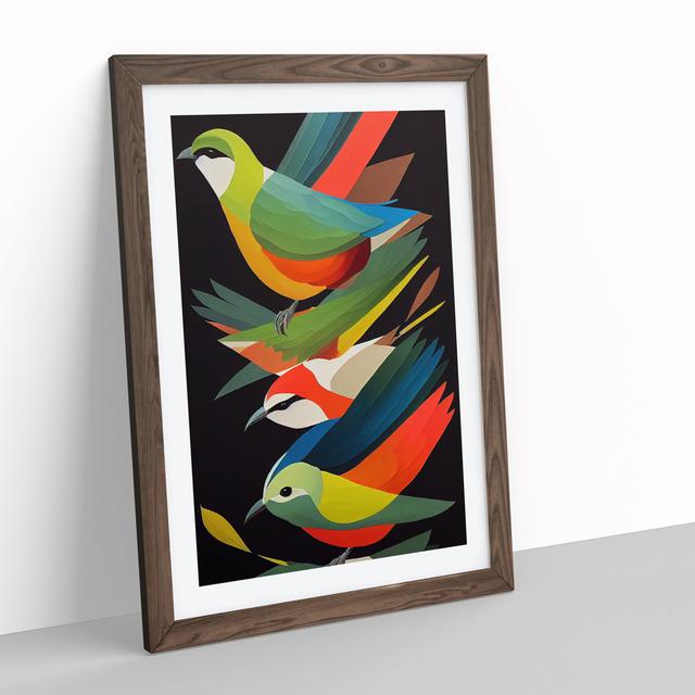 Bird Layers Abstract - Picture Frame Graphic Art 17 Stories Size: 64cm H x 46cm W x 2cm D, Frame Colour: Walnut on Productcaster.