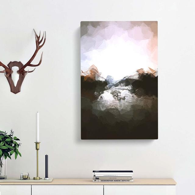 Kayaking through the Mountains in Abstract - Wrapped Canvas Graphic Art Print East Urban Home Size: 60cm H x 40cm W x 3cm D on Productcaster.