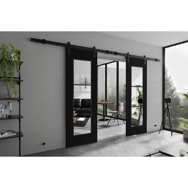 Door Brayden Studio Door Finish: Black, Size: 132cm x 205cm on Productcaster.