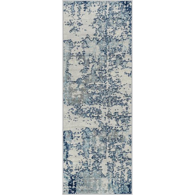 Wyona Power Loom Dark Blue/White/Charcoal Rug Blue Elephant Rug Size: Runner 140 x 200cm on Productcaster.