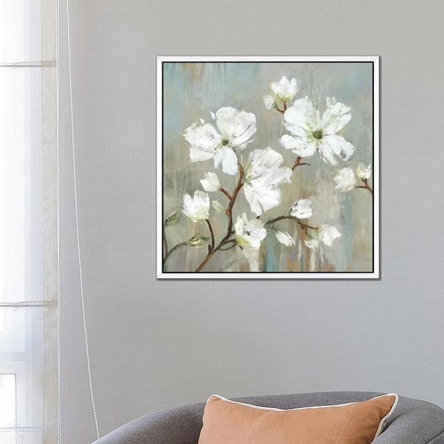 Sweetbay Magnolia I by Allison Pearce - Painting Print on Canvas Brambly Cottage Format: White Framed Canvas, Size: 66.04cm H x 66.04cm W x 3.81cm D on Productcaster.