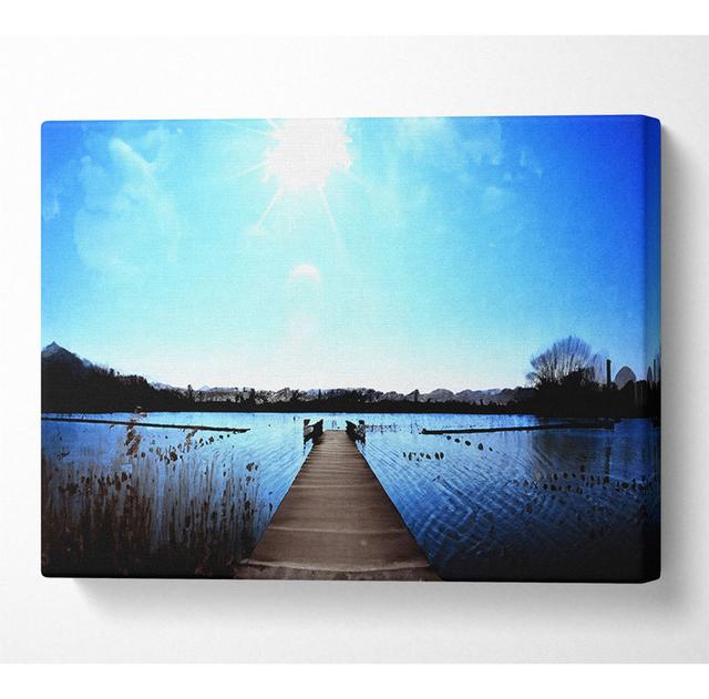 Pier Sparkle Sun Blue - Wrapped Canvas Art Prints House of Hampton Size: 101.6cm H x 142.2cm W x 10cm D on Productcaster.