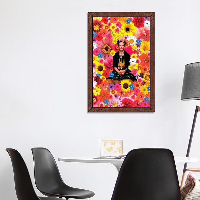 Leinwandbild Flower Frida von Ana Paula Hoppe BohoLiving Größe: 101,06 cm H x 66,04 cm B x 3,81 cm T, Rahmenauswahl: Brauner Rahmen on Productcaster.