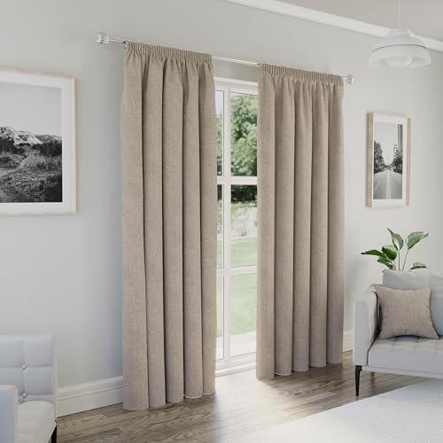 Revie Polyester Blackout Pinch Pleat Curtain Pair 17 Stories Panel Size: 168cm W x 183cm L, Curtain Colour: Beige on Productcaster.