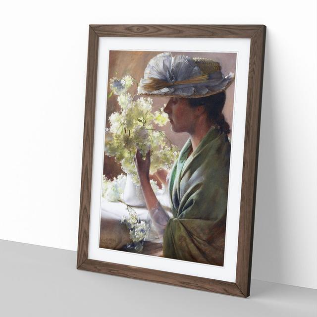 Lady with a Bouquet by Charles Curran - Picture Frame Painting East Urban Home Frame Option: Walnut Framed, Size: 48cm H x 36cm W x 2cm D on Productcaster.