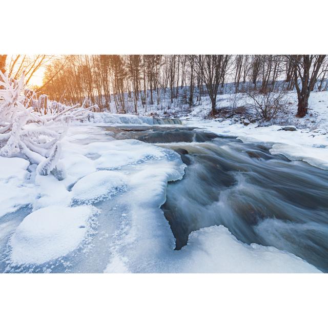 Winter Stream - Wrapped Canvas Photograph 17 Stories Size: 51cm H x 76cm W x 3.8cm D on Productcaster.