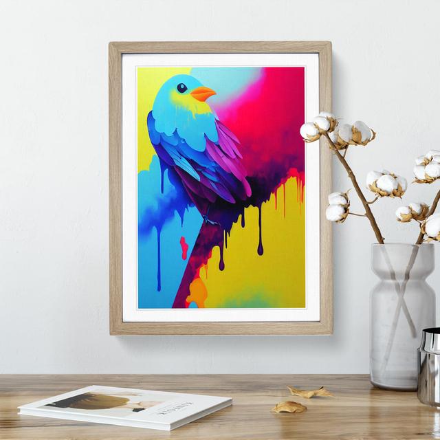 Bird Drips No.3 - Single Picture Frame Print 17 Stories Size: 46cm H x 34cm W x 2cm D, Frame Colour: Oak on Productcaster.