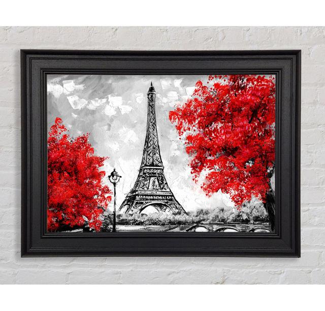 Eiffel Tower Red Trees - Single Picture Frame Art Prints Rosalind Wheeler Size: 84.1cm H x 142.2cm W x 8cm D on Productcaster.