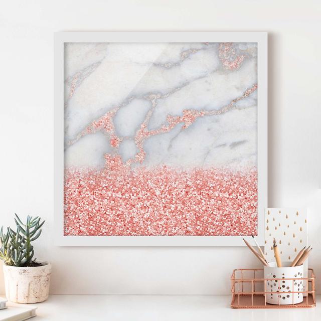 Mamoroptik with Pink Confetti - Picture Frame Graphic Art Canora Grey Size: 70cm H x 70cm W x 2cm D, Frame Option: White on Productcaster.