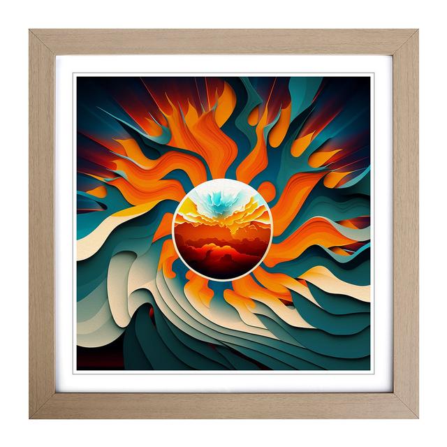 Sun Abstract Art - Print Marlow Home Co. Format: Oak on Productcaster.