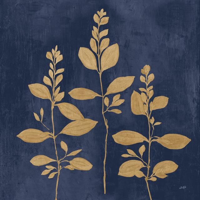 Botanical Study IV Gold Navy by Julia Purinton - Wrapped Canvas Graphic Art Marlow Home Co. Size: 122cm H x 81cm W x 3.8cm D on Productcaster.