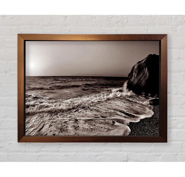 Chocolate Ocean Sun Framed Print Highland Dunes Size: 42cm H x 59.7cm W x 3.4cm D, Format: Bronze Framed Paper on Productcaster.