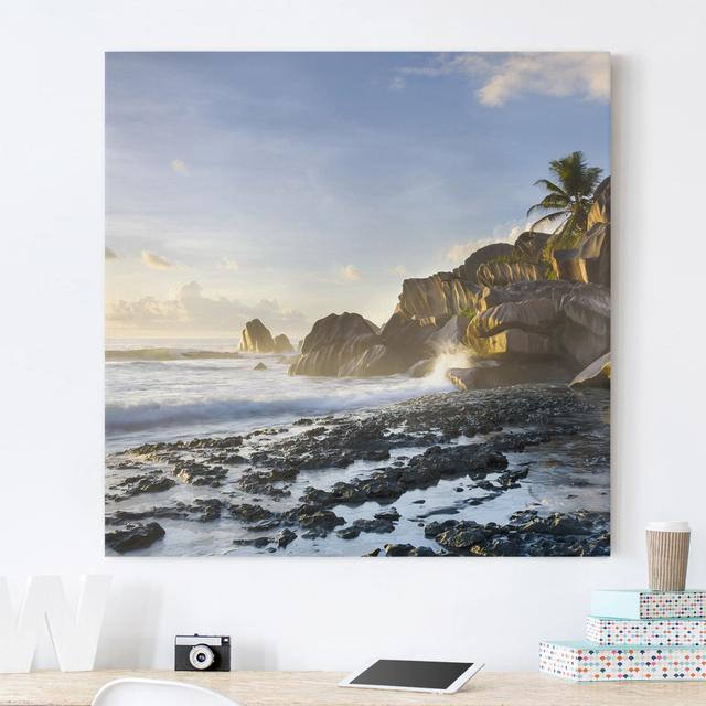 Sunset in an Island Paradise - Wrapped Canvas Photograph Highland Dunes Format: 260g/m² Canvas, Size: 80cm H x 80cm W on Productcaster.