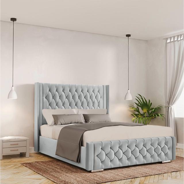 Athlene Bed Frame Canora Grey Size: Super King - 180 x 200 cm, Colour: Light Silver on Productcaster.