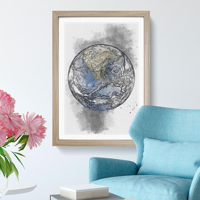 An Amazing Image Of Earth Sketch - Picture Frame Painting Print East Urban Home Size: 63cm H x 45cm W x 2cm D, Format: Oak Framed on Productcaster.