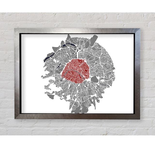 Map Of The City 5 Paris - Print Williston Forge Size: 42cm H x 59.7cm W x 3.4cm D, Format: Silver Framed Paper on Productcaster.