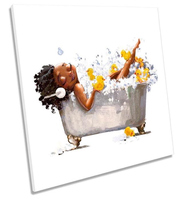 Bath Tub Bathroom Modern - Wrapped Canvas Print Marlow Home Co. Size: 40.6cm H x 40.6cm W x 2cm D on Productcaster.