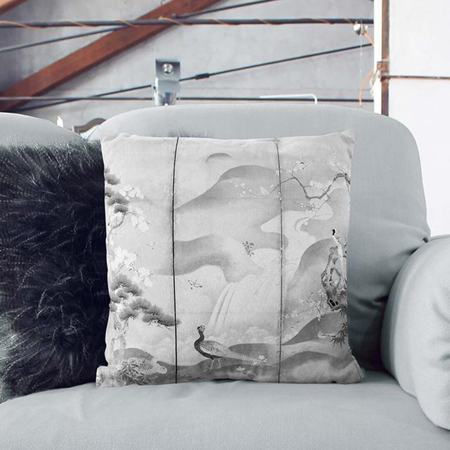 Birds and Flowers of the Four Seasons by Kano Tan'yu Cushion with Filling East Urban Home Size: 55 x 55 cm on Productcaster.