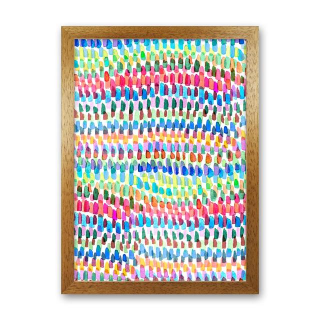 Artsy Strokes Stripes Colorful - Print 17 Stories Size: 88cm H x 64cm W x 3cm D, Frame Option: Brown Framed on Productcaster.