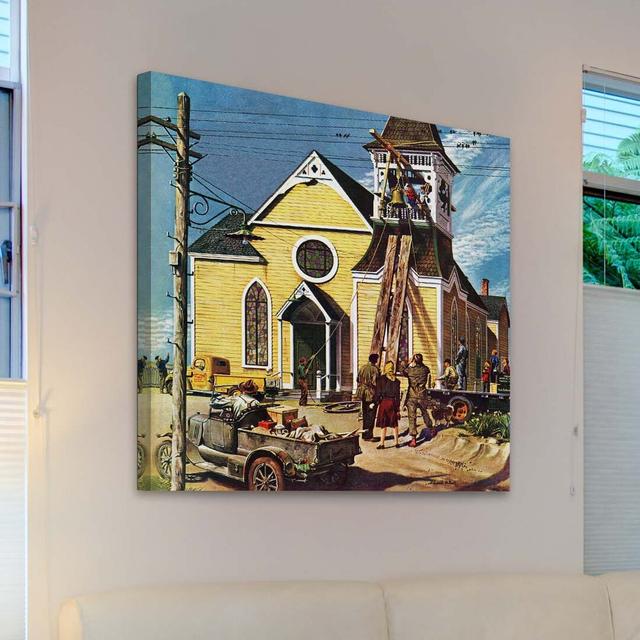 Church Belfry Repair by E. Melbourne Brindle - Wrapped Canvas Painting Print East Urban Home Size: 102 cm H x 102 cm W on Productcaster.