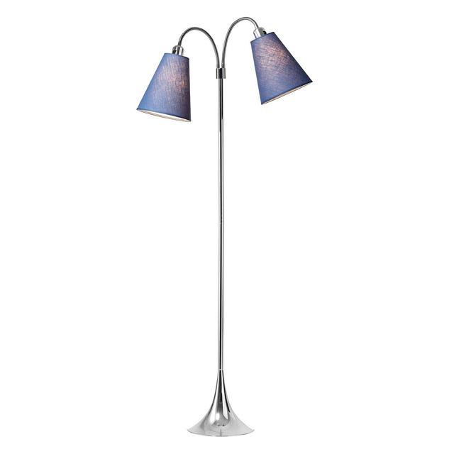 135 cm Stehlampe Heitz Ebern Designs Schirmfarbe: Blau, Gestellausführung: Chrom on Productcaster.