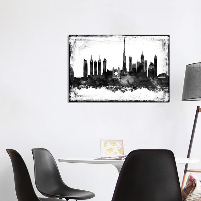 Dubai Black & White Film by WallDecorAddict - Wrapped Canvas Print Latitude Run Size: 66.04cm H x 101.6cm W x 1.9cm D on Productcaster.