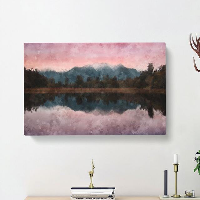 Reflection Of The Mountains - Wrapped Canvas Painting East Urban Home Size: 60cm H x 91cm W x 3cm D on Productcaster.