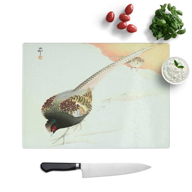 Tempered Glass Pheasant Couple by Ohara Koson Chopping Board East Urban Home Size: 39 cm W x 28.5 cm L on Productcaster.